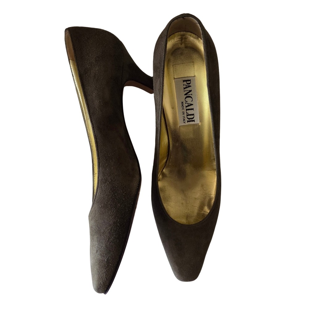 Vintage Pancaldi Suede Heels Pumps Classic Pointed Toe Made in Italy Womens 7